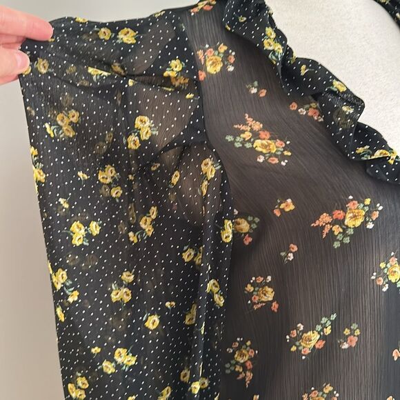 Zara Women’s Sheer Floral V-neck Ballon Sleeve Blouse Cottagecore Size M - Picture 5 of 10